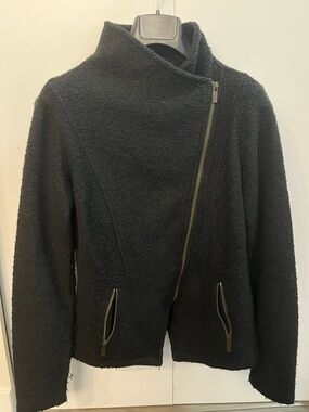 HALOGEN Knit Moto Jacket, Black, XS